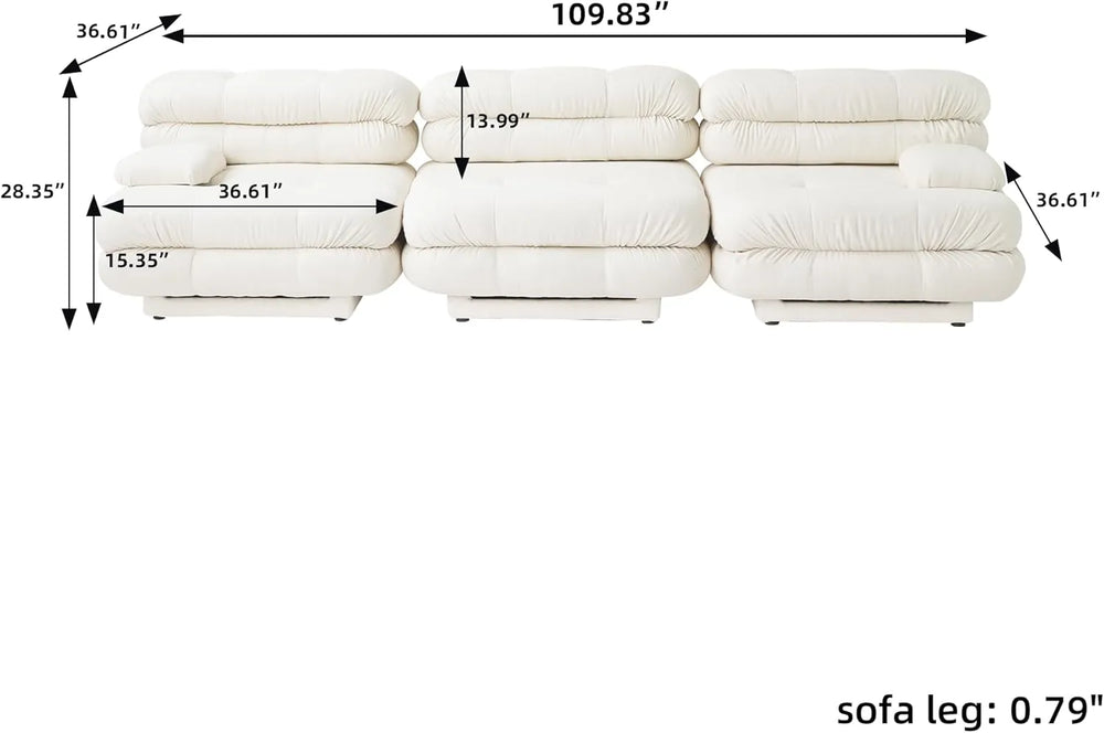 Matrix Italian Modular Sofas | Beige Teddy Velvet Couch Sectionals 3-seaters