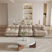 Matrix Italian Modular Sofas | Light Brown Teddy Velvet Couch Sectionals 3-seaters