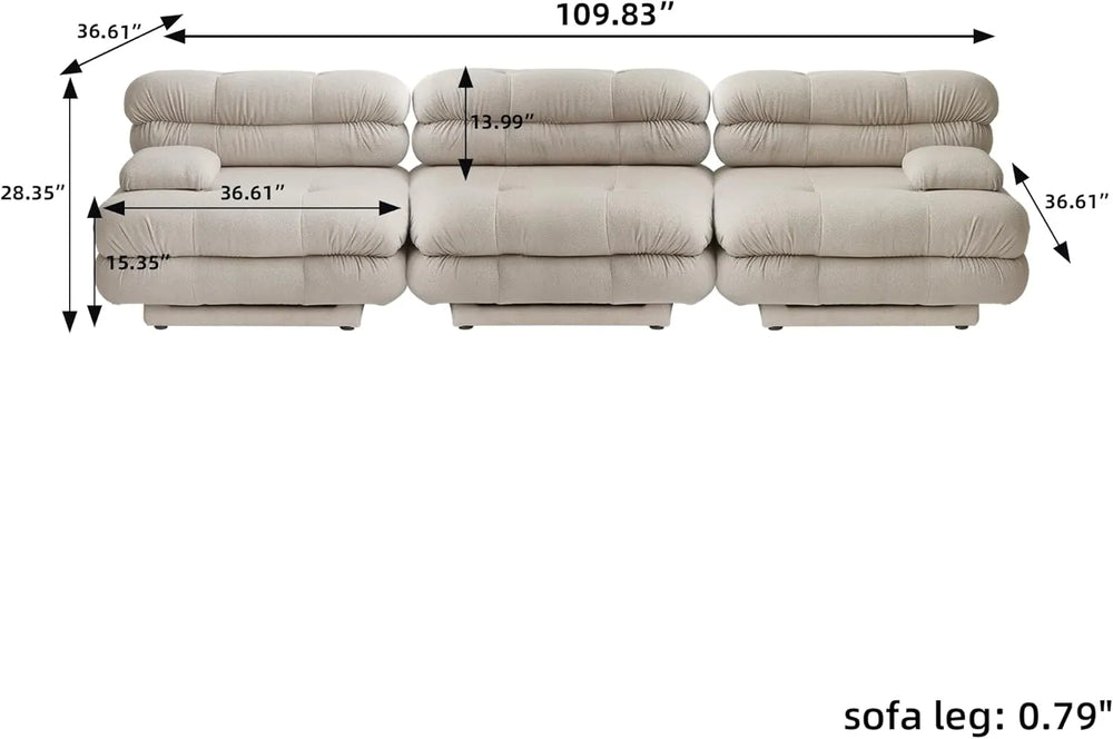 Matrix Italian Modular Sofas | Light Brown Teddy Velvet Couch Sectionals 3-seaters