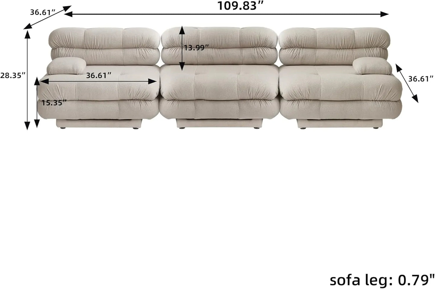 Matrix Italian Modular Sofas | Light Brown Teddy Velvet Couch Sectionals 3-seaters