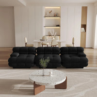 Matrix Italian Modular Sofas | Black Teddy Velvet Couch Sectionals 3-seaters