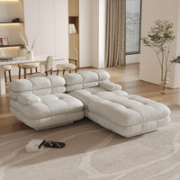 Matrix Italian Modular Sofas | Beige Teddy Velvet Loveseats 2-seaters with 1 Ottoman