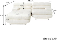 Matrix Italian Modular Sofas | Beige Teddy Velvet Loveseats 2-seaters with 1 Ottoman