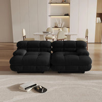 Matrix Italian Modular Sofas | Black Teddy Velvet Loveseats 2-seaters