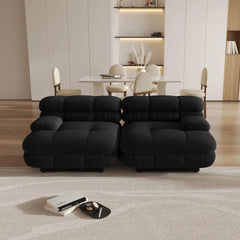 Matrix Italian Modular Sofas | Black Teddy Velvet Loveseats 2-seaters