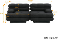 Matrix Italian Modular Sofas | Black Teddy Velvet Loveseats 2-seaters