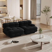Matrix Italian Modular Sofas | Black Teddy Velvet Loveseats 2-seaters