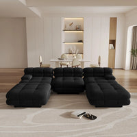 Matrix Italian Modular Sofas | Black Teddy Velvet Couch Sectionals 3-seaters