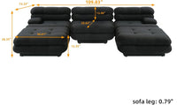 Matrix Italian Modular Sofas | Black Teddy Velvet Couch Sectionals 3-seaters