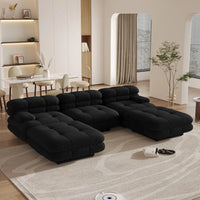 Matrix Italian Modular Sofas | Black Teddy Velvet Couch Sectionals 3-seaters