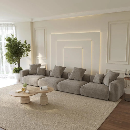 Matrix Modern Modular Sofas | Brown Corduroy Couch Sectionals 4-seaters