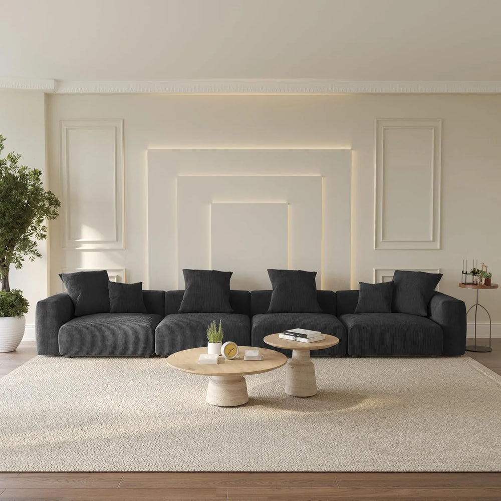 Matrix Modern Modular Sofas | Black Corduroy Couch Sectionals 4-seaters
