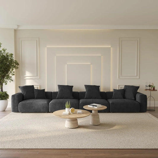 Matrix Modern Modular Sofas | Black Corduroy Couch Sectionals 4-seaters