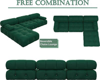 Matrix Minimalist Modular Sofas | Green Velvet Couch Sectionals 3-seaters with 1 Ottoman