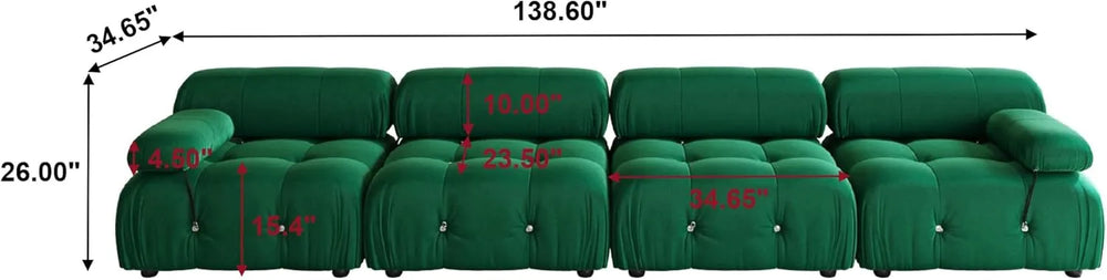 Matrix Minimalist Modular Sofas | Green Velvet Couch Sectionals 4-seaters