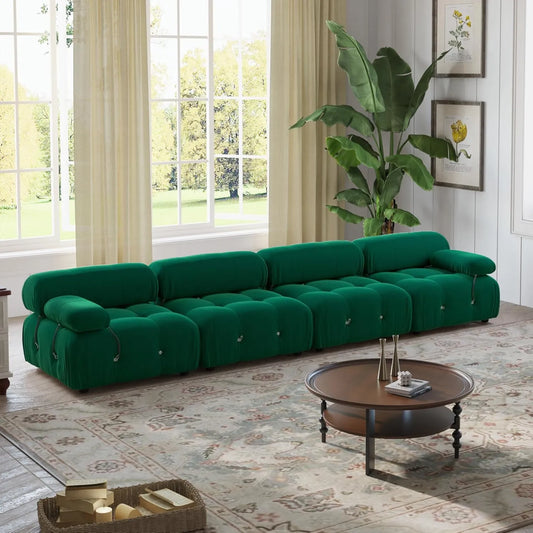 Matrix Minimalist Modular Sofas | Green Velvet Couch Sectionals 4-seaters