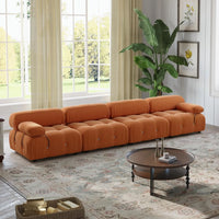 Matrix Minimalist Modular Sofas | Orange Velvet Couch Sectionals 4-seaters
