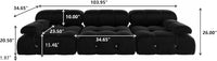 Matrix Minimalist Modular Sofas | Black Velvet Couch Sectionals 3-seaters