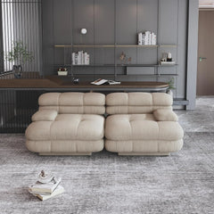 Matrix Italian Modular Sofas | Light Brown Teddy Velvet Loveseats 2-seaters