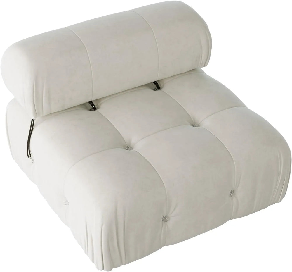 Matrix Minimalist Modular Sofas | Beige Velvet Armless Single Sofa 1-seater