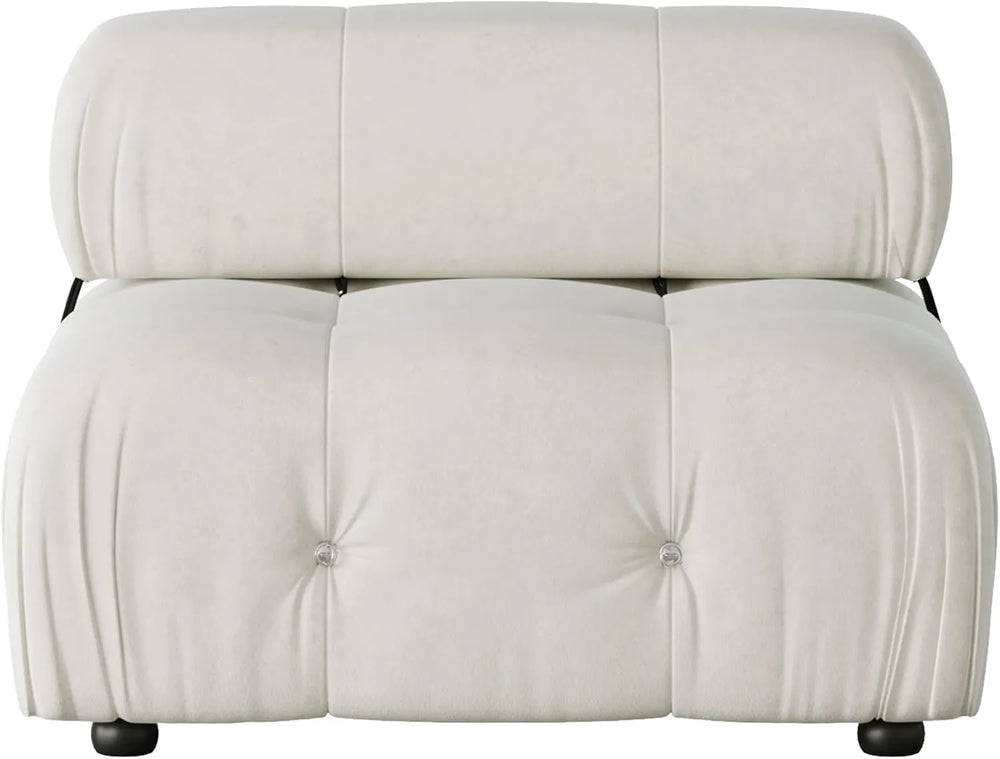 Matrix Minimalist Modular Sofas | Beige Velvet Armless Single Sofa 1-seater