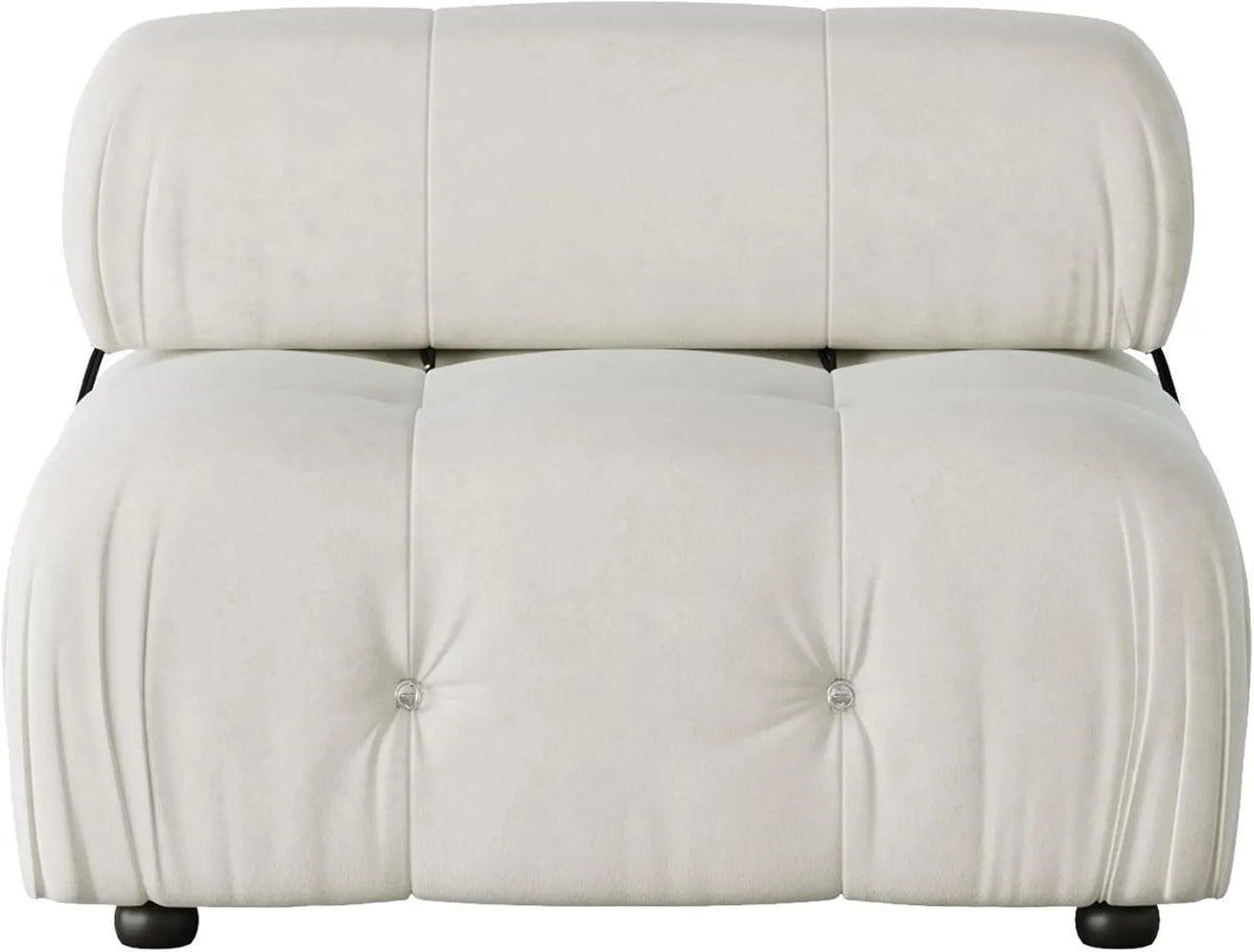 Sofá modular individual Matrix de 1 plaza, color beige | 1 pieza, tela de terciopelo, para espacios pequeños