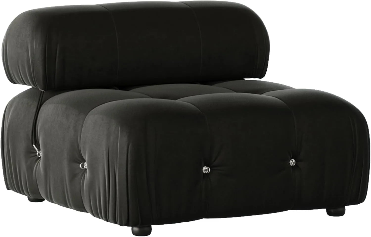 Sofá modular individual Matrix de 1 plaza en color negro | 1 pieza, tela de terciopelo, diseño compacto