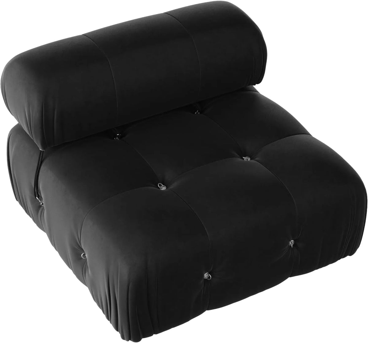 Matrix 1-Seater Black Modular Single Sofa | 1-Piece, Velvet Fabric, Compact Design
