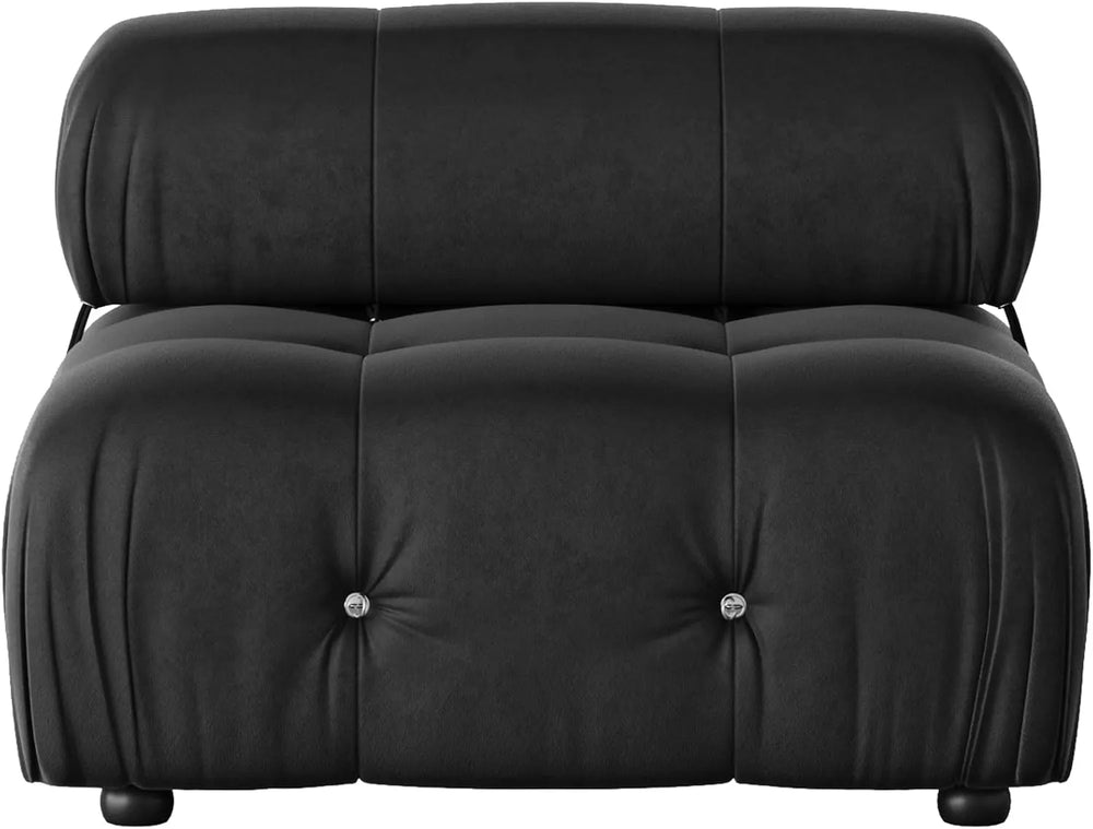 Matrix Minimalist Modular Sofas | 1-Piece Black Velvet Armless Single Sofa 1-Seater