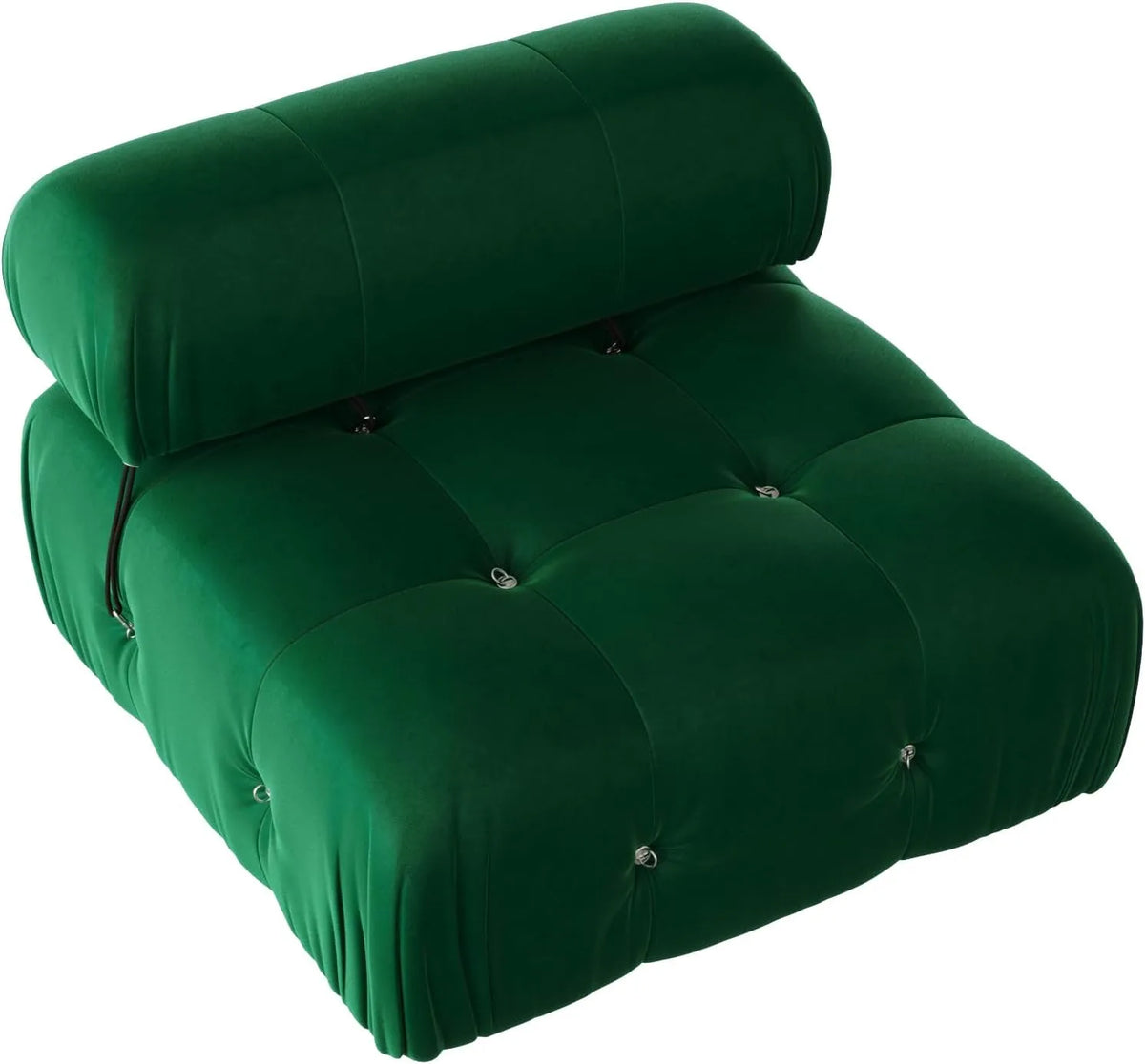 Matrix 1-Seater Green Modular Single Sofa | 1-Piece, Velvet Fabric, Apartment Friendly