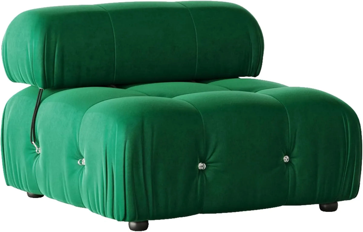 Matrix 1-Seater Green Modular Single Sofa | 1-Piece, Velvet Fabric, Apartment Friendly