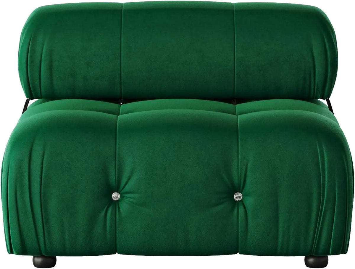 Matrix 1-Seater Green Modular Single Sofa | 1-Piece, Velvet Fabric, Apartment Friendly