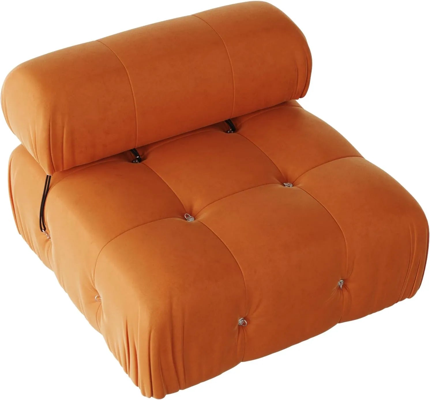 Sofá modular individual Matrix de 1 plaza, color naranja oscuro | 1 pieza, tela de terciopelo, para espacios pequeños