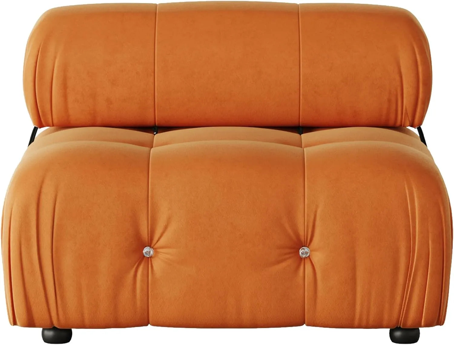 Sofá modular individual Matrix de 1 plaza, color naranja oscuro | 1 pieza, tela de terciopelo, para espacios pequeños