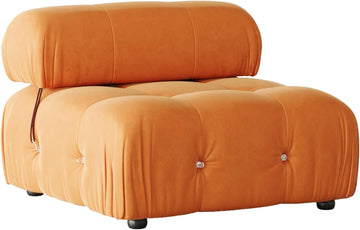 Sofá modular individual Matrix de 1 plaza, color naranja oscuro | 1 pieza, tela de terciopelo, para espacios pequeños
