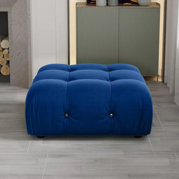 Matrix Blue Modular Ottoman | 1-Piece, Velvet Fabric, Compact Design