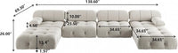 Matrix Minimalist Modular Sofas | Beige Velvet Couch Sectionals 4-seaters With 2 Ottoman