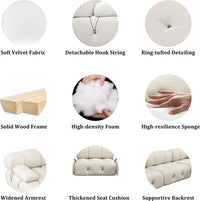 Matrix Minimalist Modular Sofas | Beige Velvet Couch Sectionals 4-seaters With 2 Ottoman