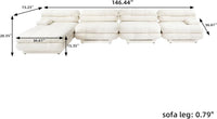 Matrix Italian Modular Sofas | Beige Teddy Velvet L shaped Sectionals 4-seaters with 1 Ottoman