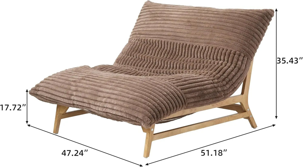 Pillow Lazy Sofas | 47-Inch Plush Pillow Accent Chair Solid Wood Frame - Brown