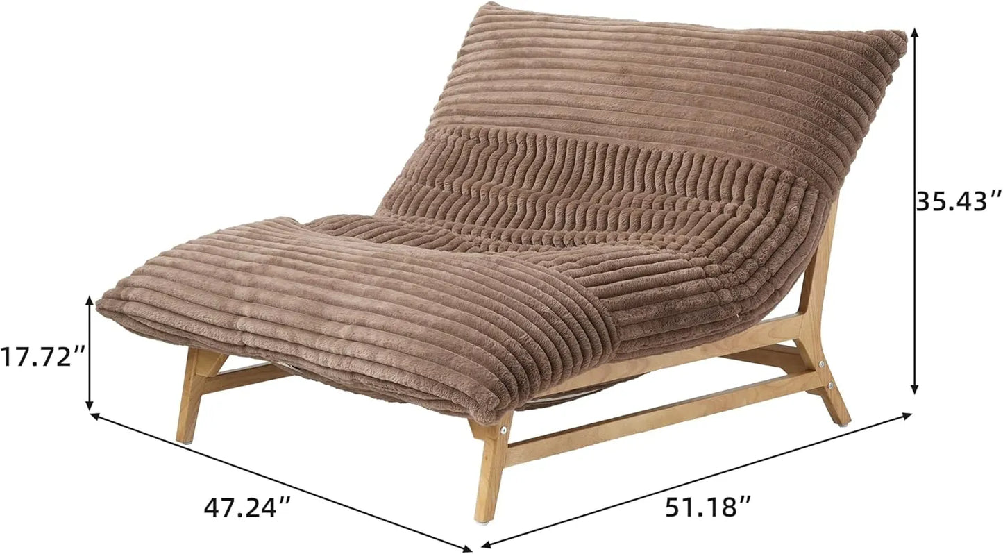 Pillow Lazy Sofas | 47-Inch Plush Pillow Accent Chair Solid Wood Frame - Brown