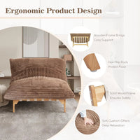 Pillow Lazy Sofas | 47-Inch Plush Pillow Accent Chair Solid Wood Frame - Brown