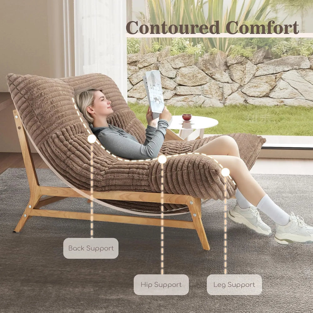 Pillow Lazy Sofas | 47-Inch Plush Pillow Accent Chair Solid Wood Frame - Brown