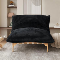 Pillow Lazy Sofas | 47-Inch Plush Pillow Accent Chair Solid Wood Frame - Black