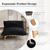 Pillow Lazy Sofas | 47-Inch Plush Pillow Accent Chair Solid Wood Frame - Black