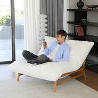 Pillow Lazy Sofas | 47-Inch Plush Pillow Accent Chair Solid Wood Frame - Beige
