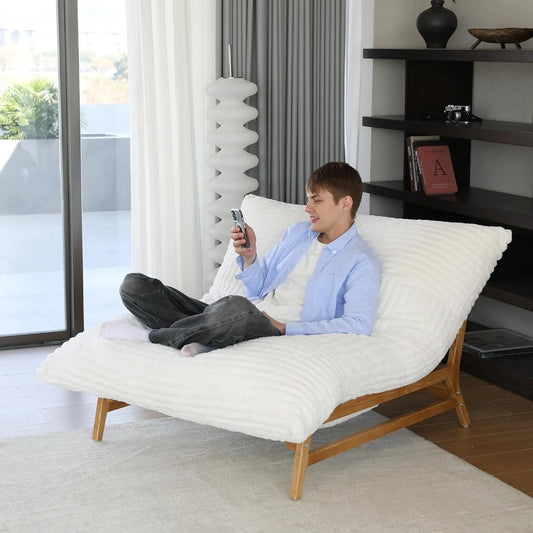 Pillow Lazy Sofas | 47-Inch Plush Pillow Accent Chair Solid Wood Frame - Beige