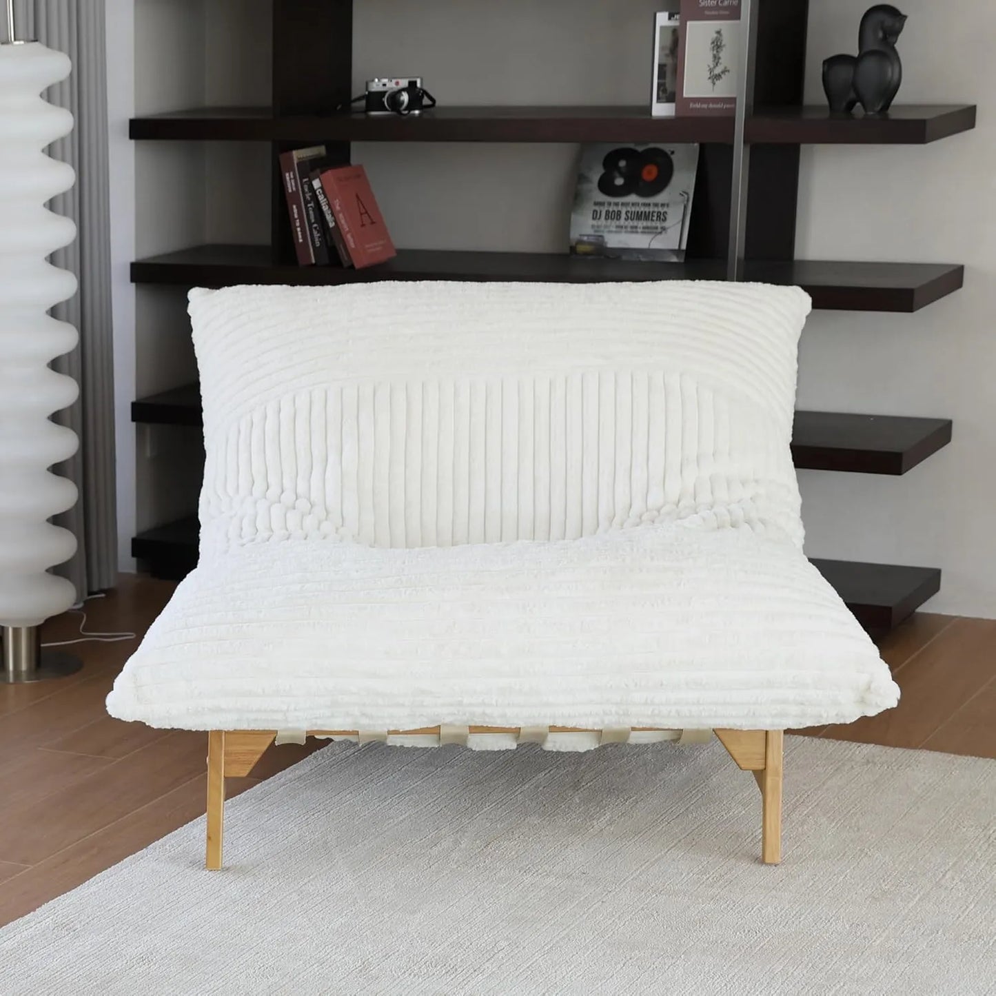 Pillow Lazy Sofas | 47-Inch Plush Pillow Accent Chair Solid Wood Frame - Beige