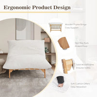 Pillow Lazy Sofas | 47-Inch Plush Pillow Accent Chair Solid Wood Frame - Beige