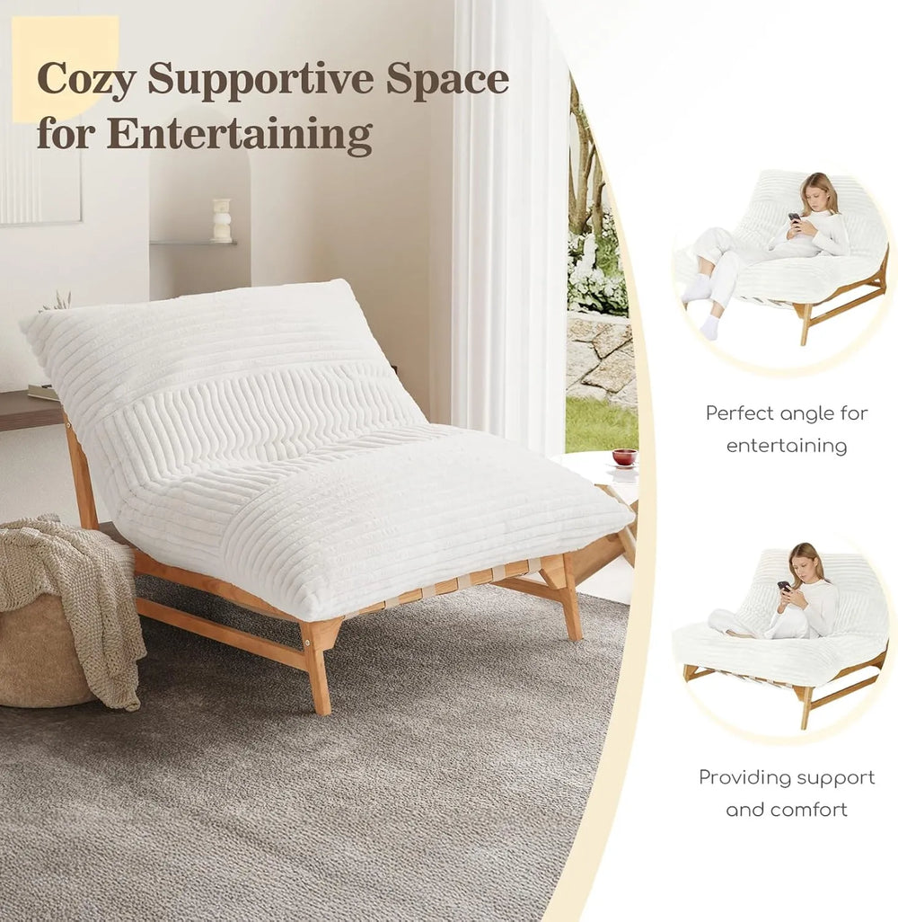Pillow Lazy Sofas | 47-Inch Plush Pillow Accent Chair Solid Wood Frame - Beige